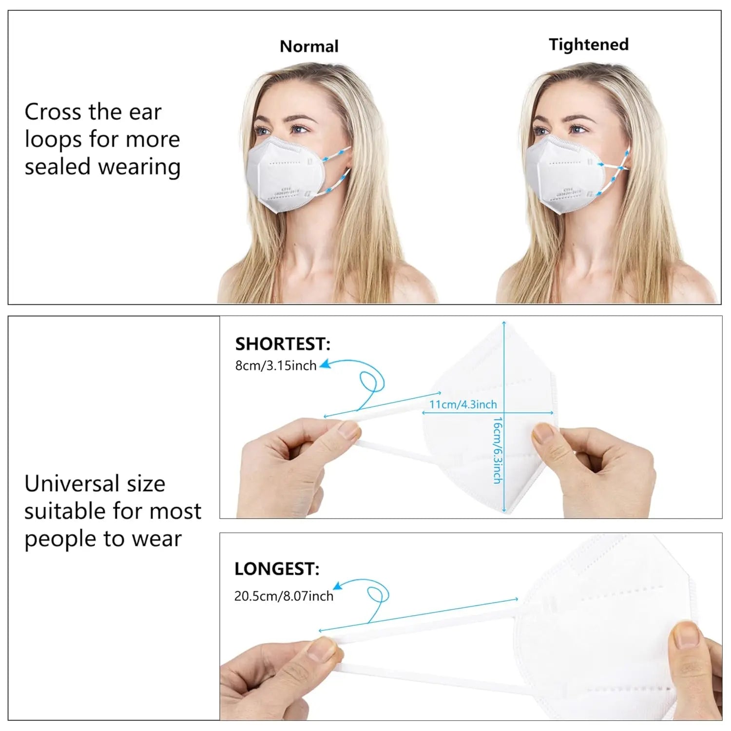 🔥100 pieces - KN95 Mask, 5-layer breathable design, excellent ventilation effect, suitable for decoration and outdoor use