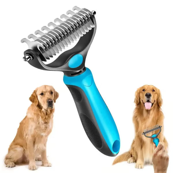 ✨ Double-Sided Pet Rake – Deshedding Tool for Dogs & Cats 🐶🐱