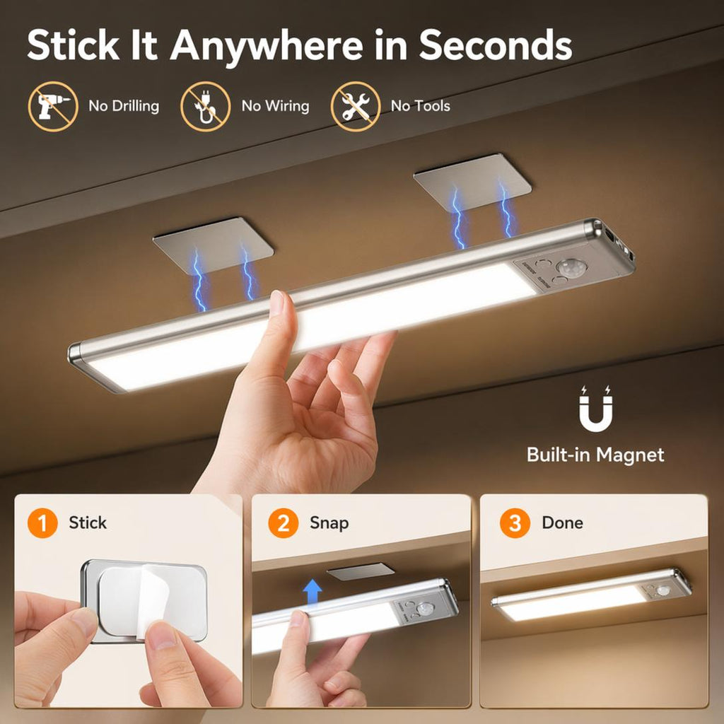 💡 Motion Sensor Light Bar – Rechargeable, Under Cabinet, Auto On/Off