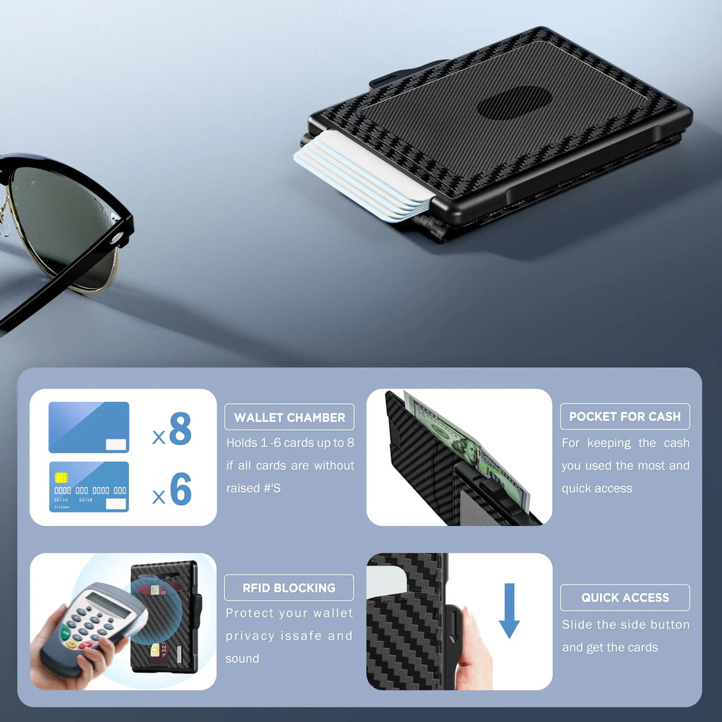 👛 Pop-Up Men's Wallet – RFID Blocking, Holds 12 Cards, Slim & Secure