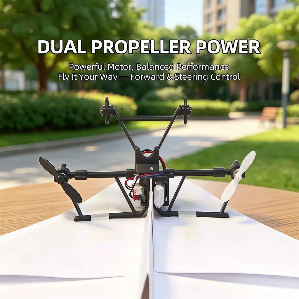 49%OFF RC Paper Airplane Kit with Gyro Stabilizer – DIY Electric Remote Control Plane with Dual Propellers, Lightweight Foldable Flying STEM Toy