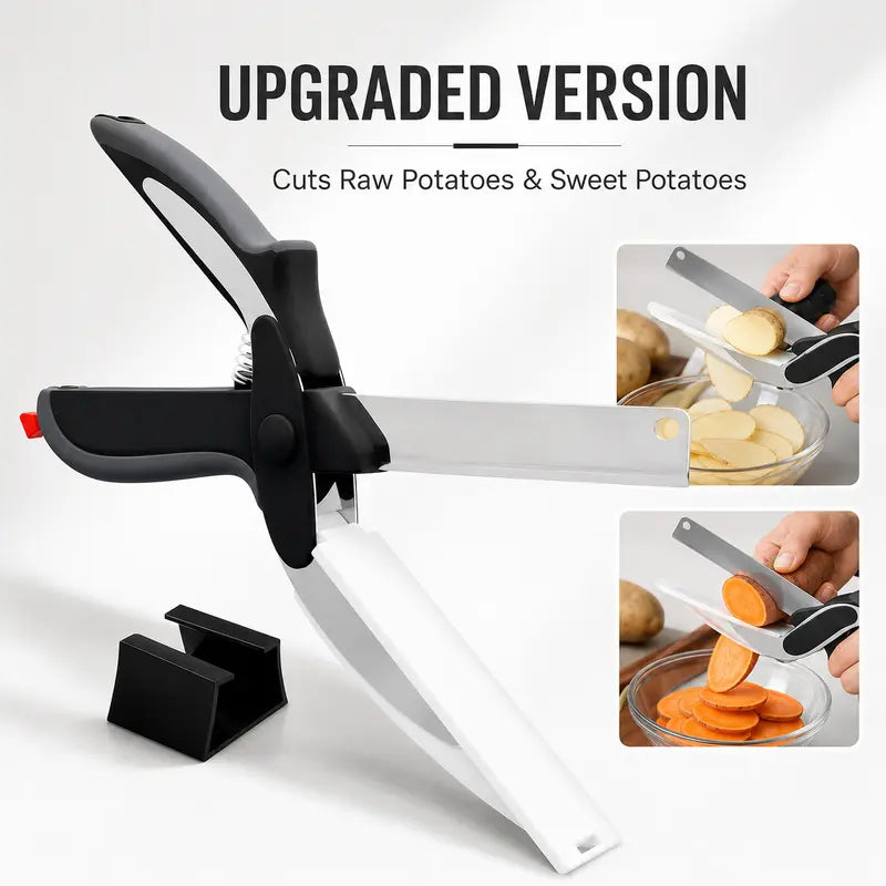 ✂2 in 1 Kitchen Scissors– Stainless Steel Blade & Plastic Cutting Board Scissors