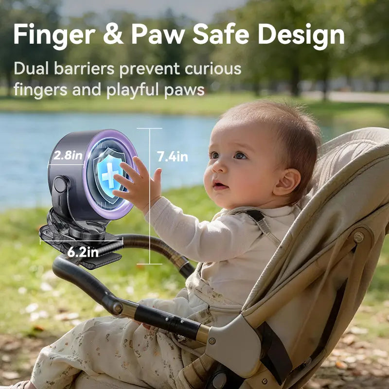 Rechargeable Portable Clip on Fan-100-Speed Touch Control, LED Display, 360° Rotate Quiet Turbo Desk Fan, Small Battery Operated USB Fan for Stroller Bed Travel Camping Golf Gym