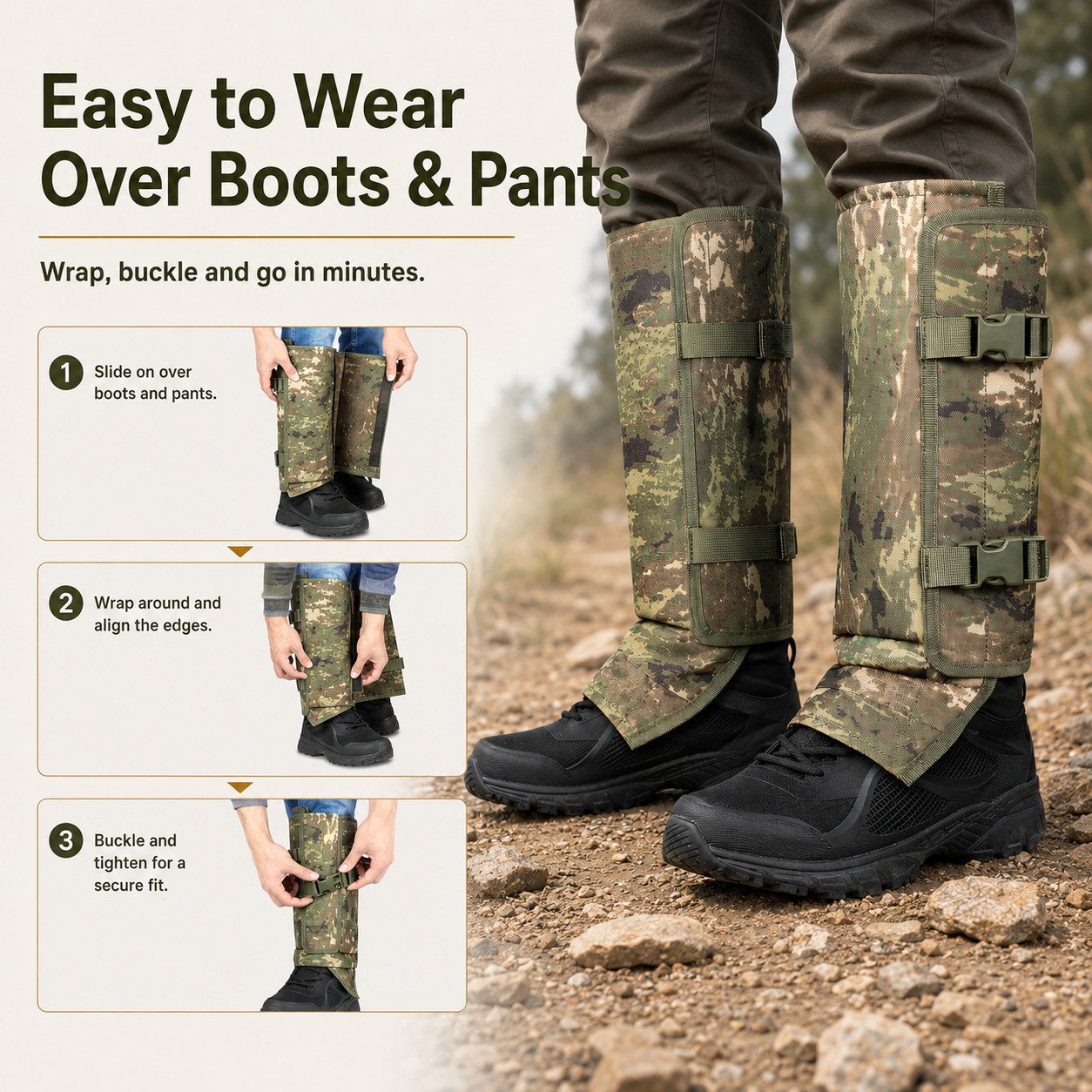 🐍 Snake-Resistant Leg Gaiters – Adjustable, Abrasion-Resistant for Hunting & Hiking
