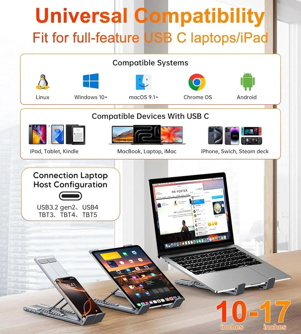 🔥Limited-time discount of 49%🔥8-in-1 USB-C Laptop Stand — with Multifunctional Docking Station💻