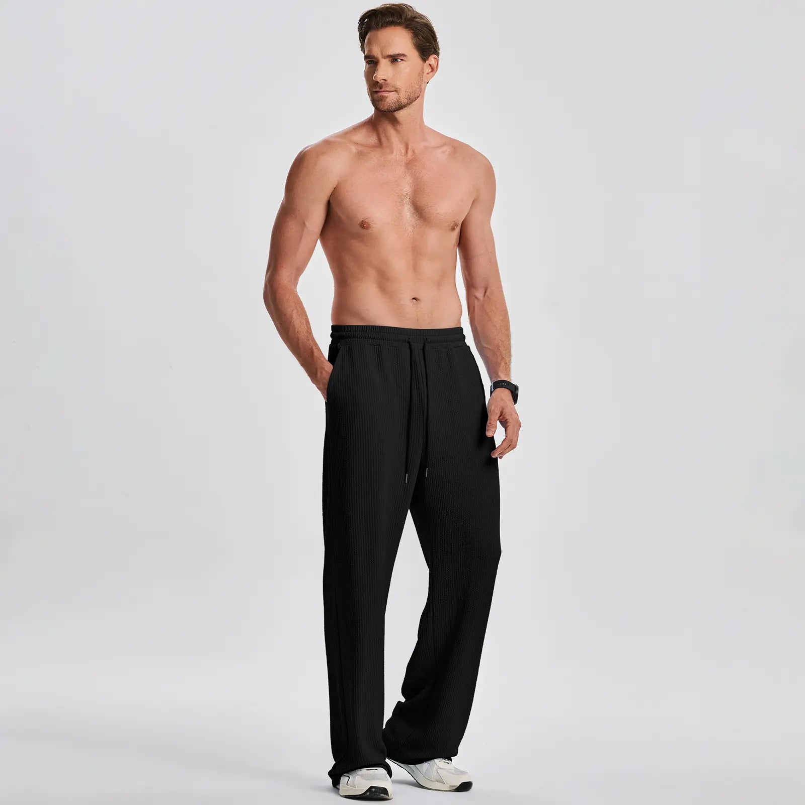 Mens 2 Piece Rib Knit Sweatsuit Summer Sleeveless Tank Top Baggy Wide Leg Pants Set Vacation Beach Outfit for Men
