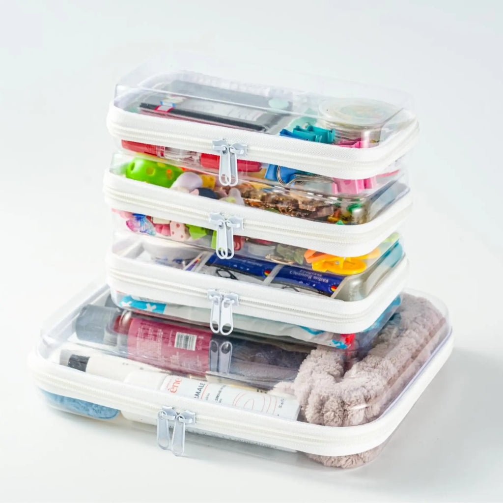 📦 Clear Hard Zipper Storage Case – Portable Organizer for Makeup & Small Items