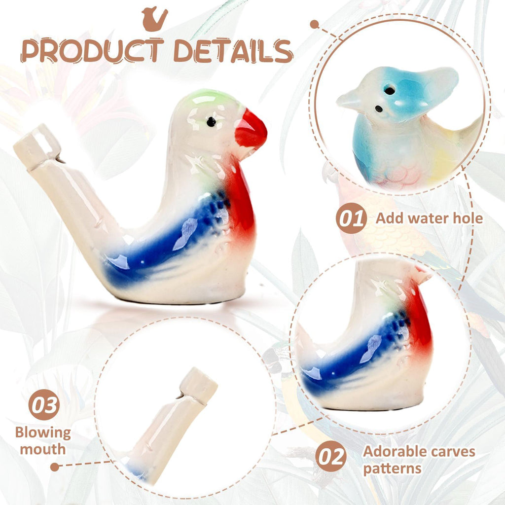 🐤 Ceramic Water Bird Whistle – Handcrafted, Realistic Chirping, Add Water to Sing (3PCS Set)
