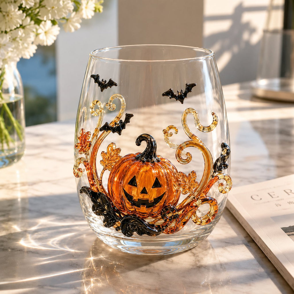 🎃👻 3D Halloween Glassware – Artisan Design, Luminous Glow, Perfect for Fall & Festive Sips