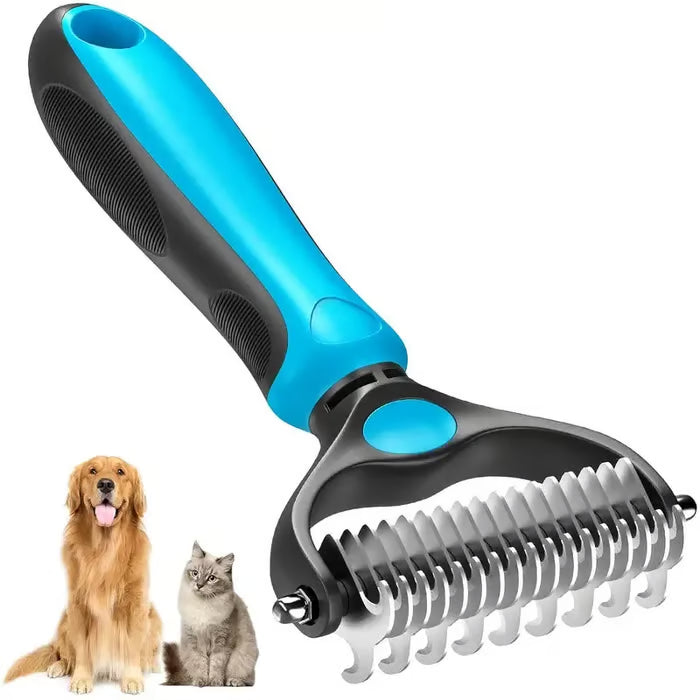 🐕Double-Sided Pet Grooming Rake – Dematting & Deshedding, Safe for All Coats