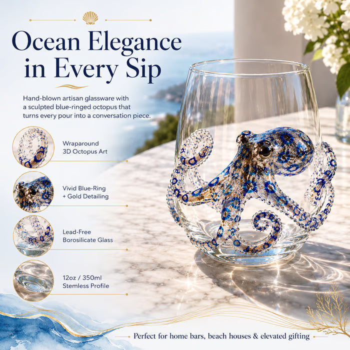 ⚡Artisanal Blue Ringed Octopus Glassware