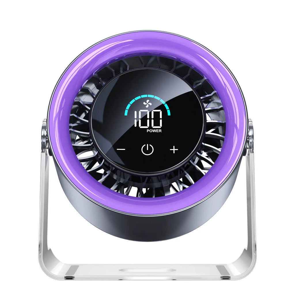 🔥Coolhill Desktop Fan Turbo Table Fan Travel Vacation Essentials for Office 100-Speed Digital Display Low Noise Rechargeable Battery Dual Adjustment Modes Quiet Cooling Quiet Desk Fan Portable