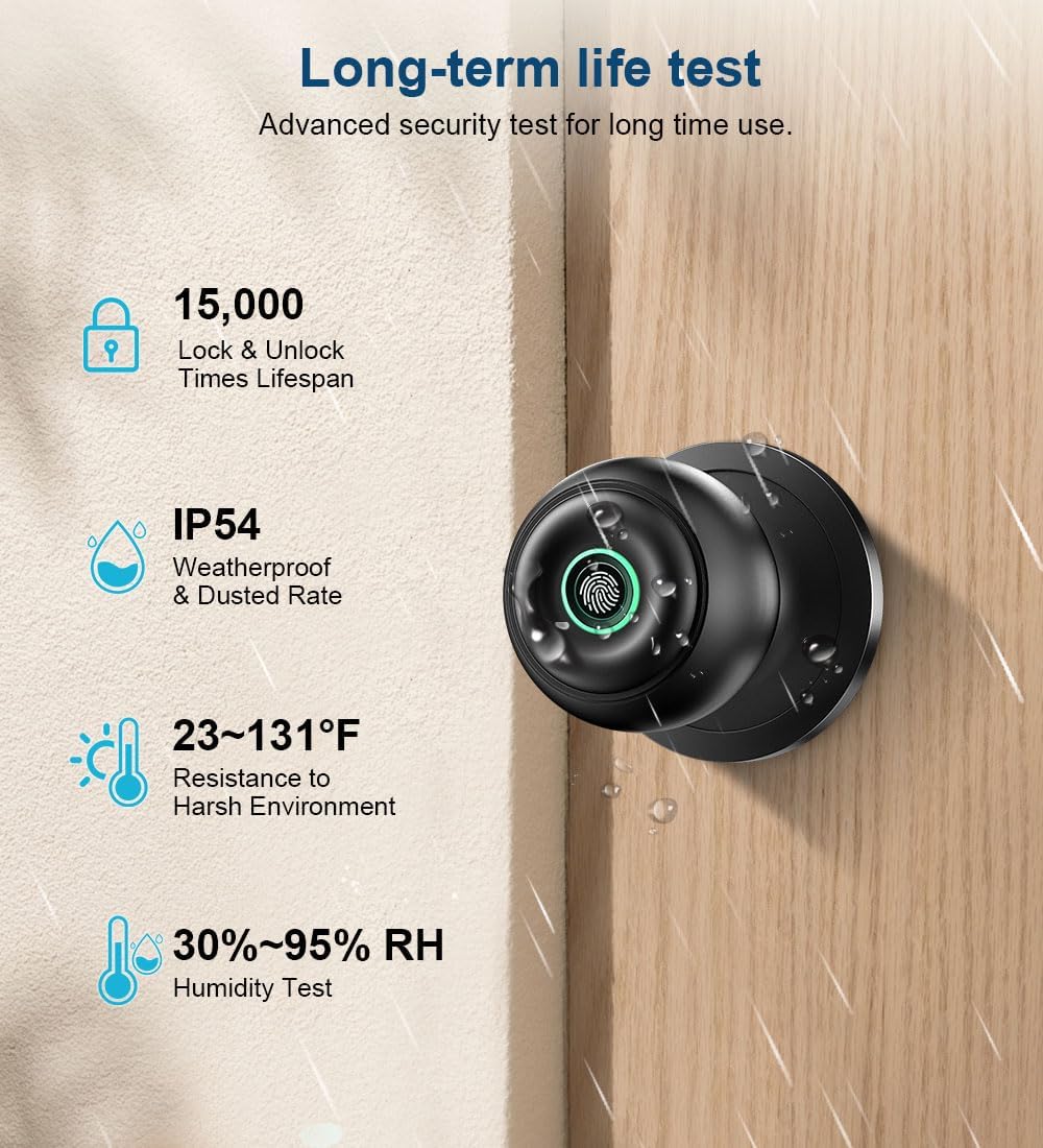 🔒 4-in-1 Fingerprint Smart Door Knob – Keyless Entry, APP Control, Easy Installation（Free shipping）