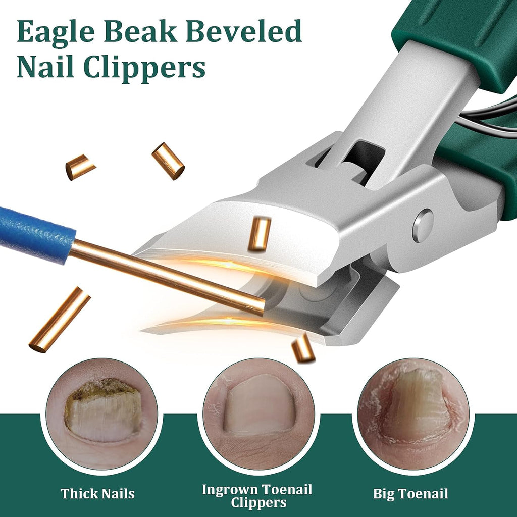 3Pcs Eagle-Beak Ingrown Toenail Clipper  – Ultra Sharp, Precision 30° Curved Blade, Splash-Proof
