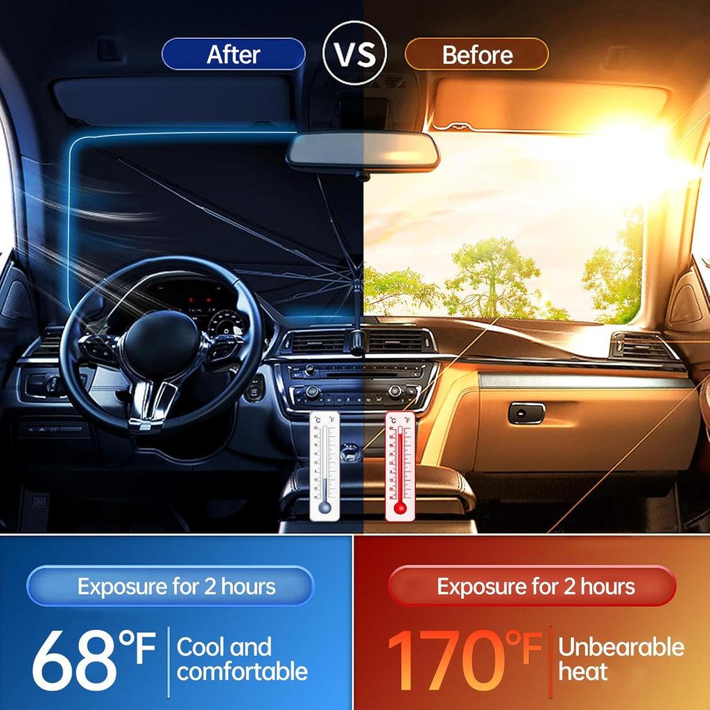 ☀️ 2026 Windshield Sun Shade Umbrella – Foldable, UV Block, Heat Insulation