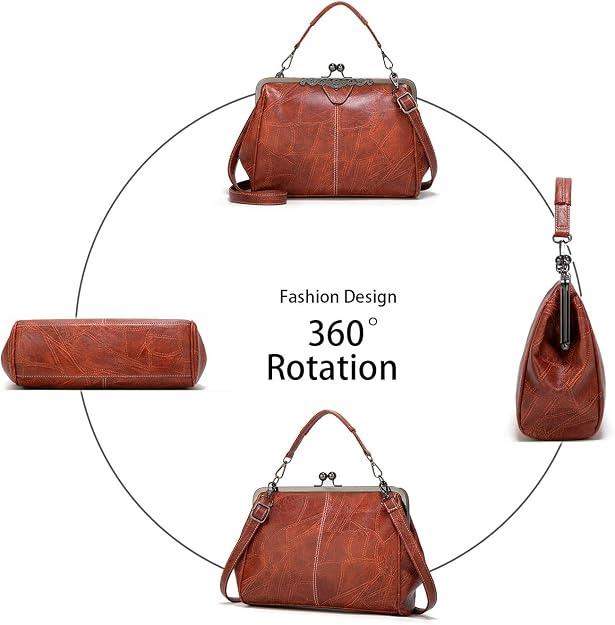 💼2026 New Kattee Elegant Waterproof Women’s Leather Kiss-Lock Tote Handbag