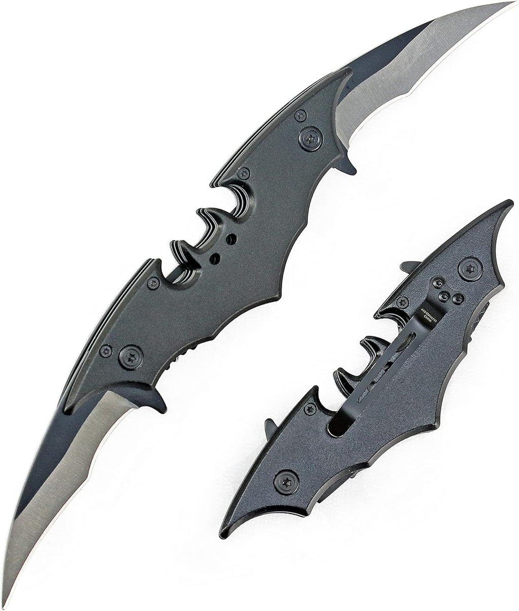 🦇 Dual Blade Folding Knife – Bat-Wing Design, Safety Lock, EDC Powerhouse