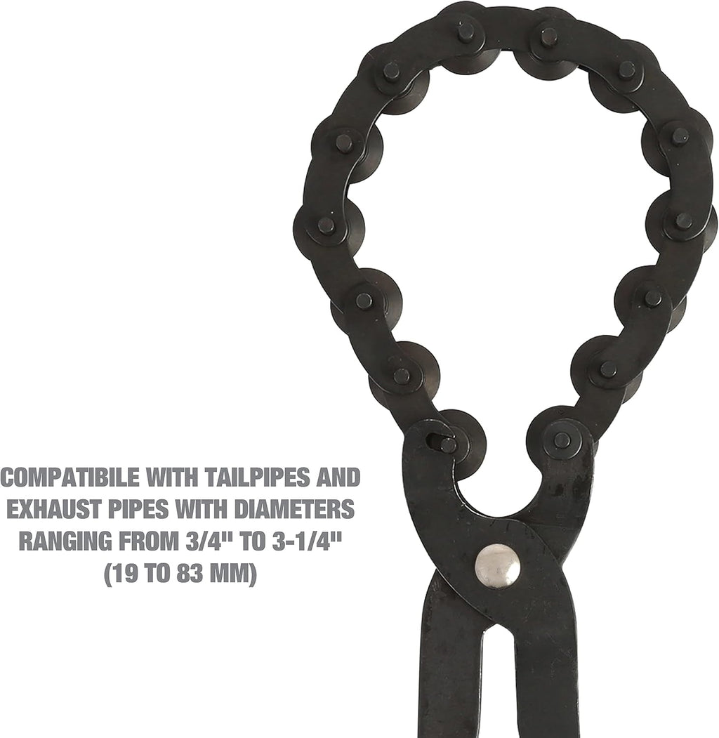 Exhaust Cutter, Cuts 3/4" to 3-1/4" Pipe, Durable Chain Cutter Tool, Easy One-Handed Rotation, Compact Pipe Cutter Chain for Tight Spaces