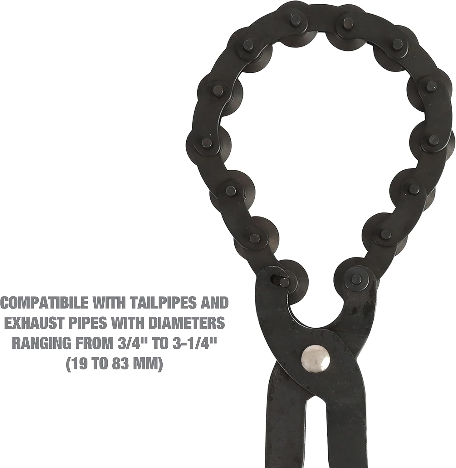 Exhaust Cutter, Cuts 3/4" to 3-1/4" Pipe, Durable Chain Cutter Tool, Easy One-Handed Rotation, Compact Pipe Cutter Chain for Tight Spaces