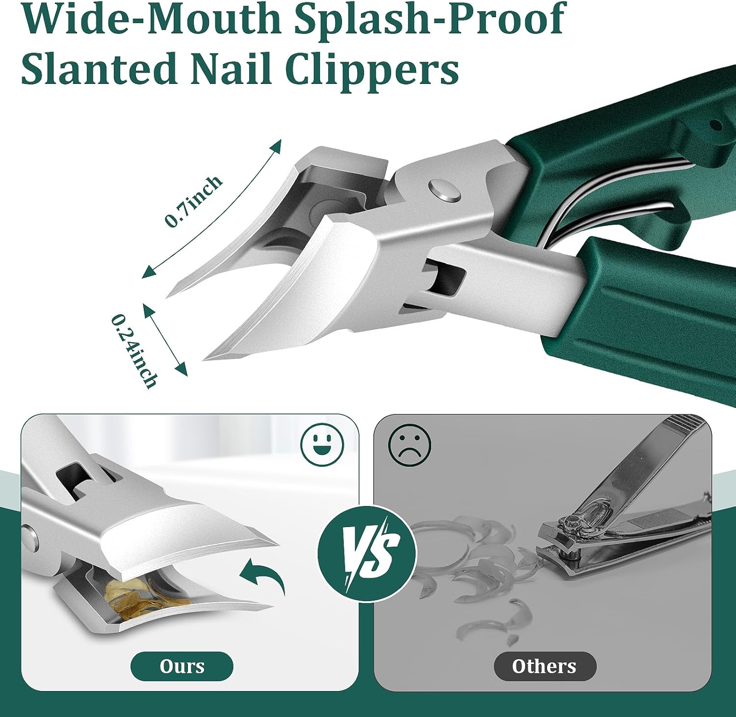 🦅 3Pcs Eagle-Beak Ingrown Toenail Clipper  – Ultra Sharp, Precision 30° Curved Blade, Splash-Proof