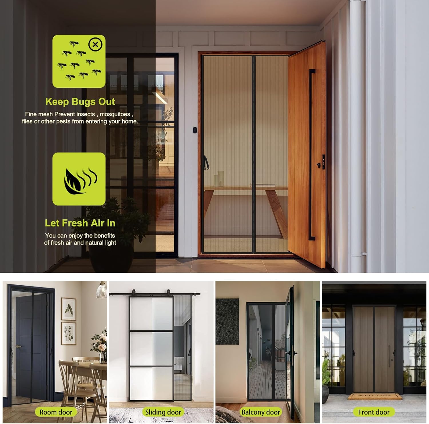 🚪 Self-Sealing Magnetic Screen Door – Hands-Free Entry, Bug-Free Living