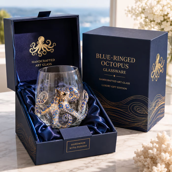 🐟Artisanal Blue Ringed Octopus Glassware