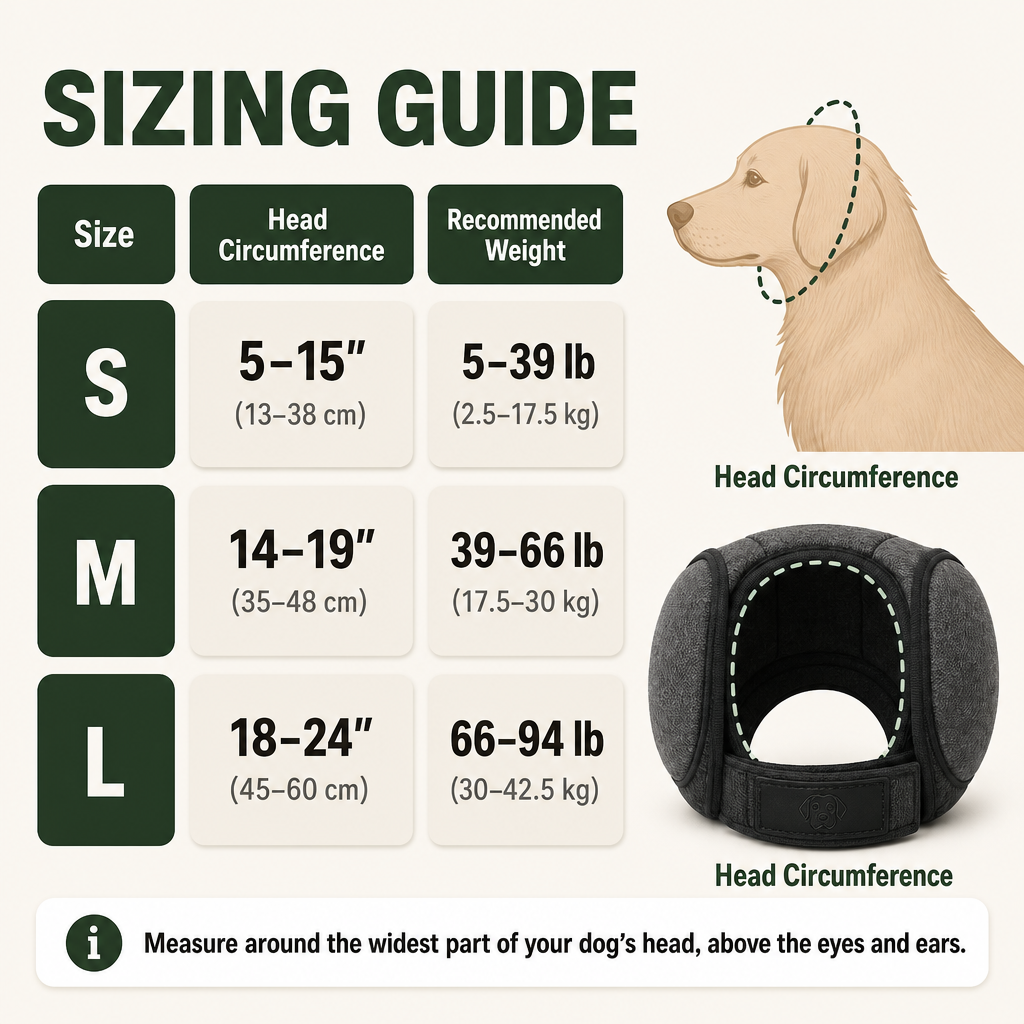 Ezvara™ Noise Cancelling Dog Ear Wrap – Calming Ear Cover for Fireworks & Thunderstorms
