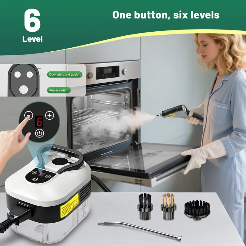 🔥Portable Handheld Steam Cleaner with 10 Accessories, Adjustable Levels, Fast Heat-Up Steamer for Kitchen, Bathroom, Tile & Car Cleaning