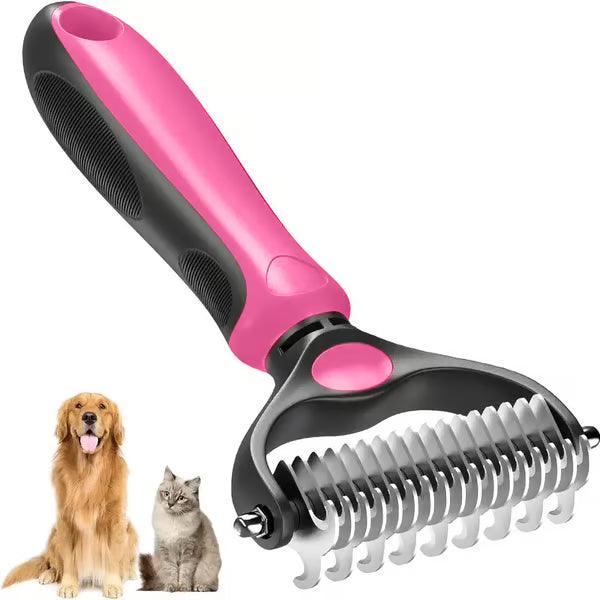 🐕Double-Sided Pet Grooming Rake – Dematting & Deshedding, Safe for All Coats