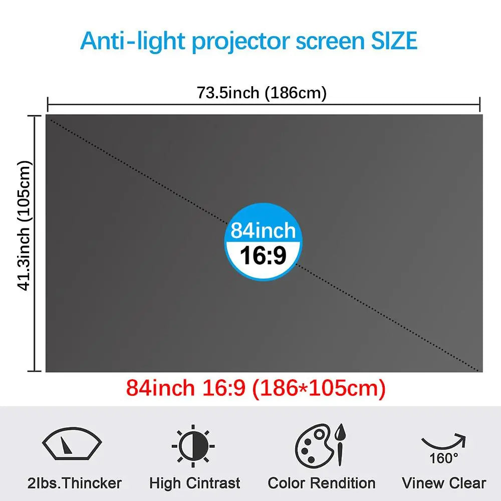 4K Anti-Ambient Light Projector Screen | Foldable Home Theater Screen