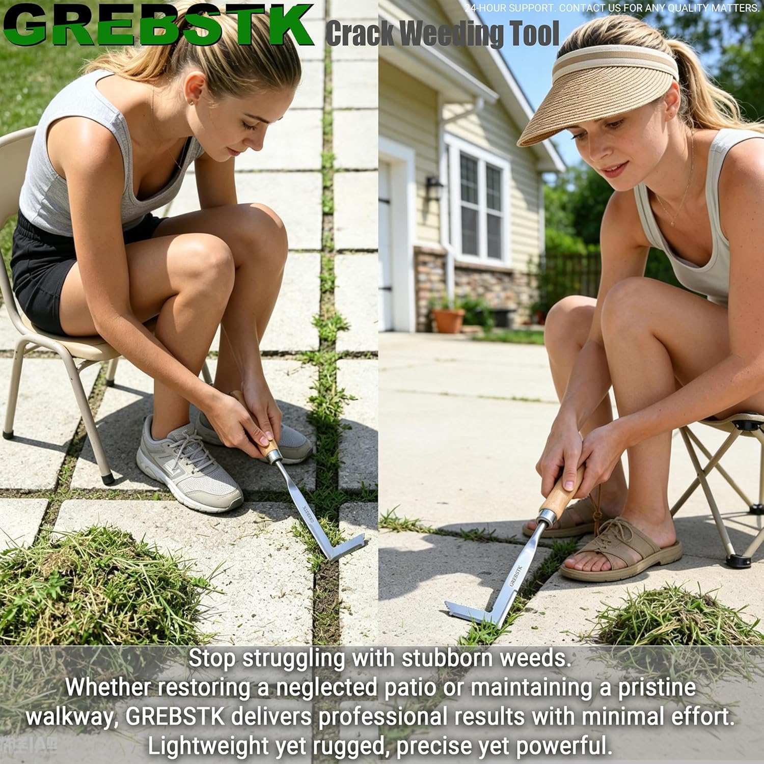 🔥Crack Weeder Crevice Weeding Tool Manual Weeder Beech Handle Lawn Yard Gardening Tool