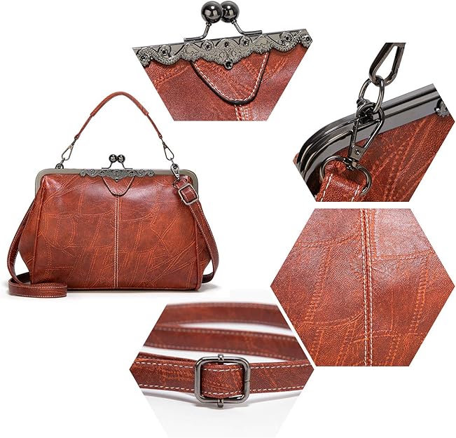 💼2026 New Kattee Elegant Waterproof Women’s Leather Kiss-Lock Tote Handbag