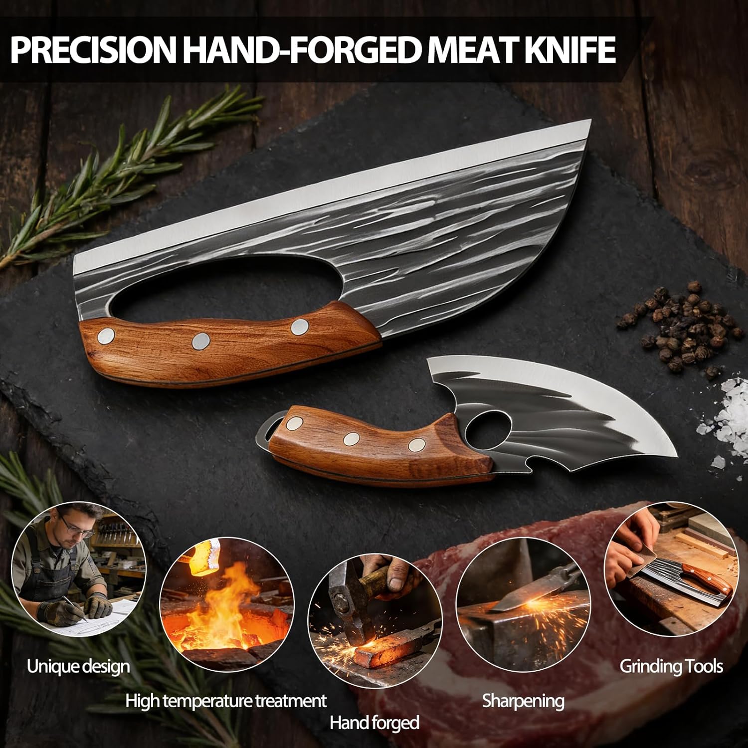 🔥[Buy 1 Get 1 Free] Forged Kitchen Knife Set - Sharp Durable Meat Cleaver Chef Knife