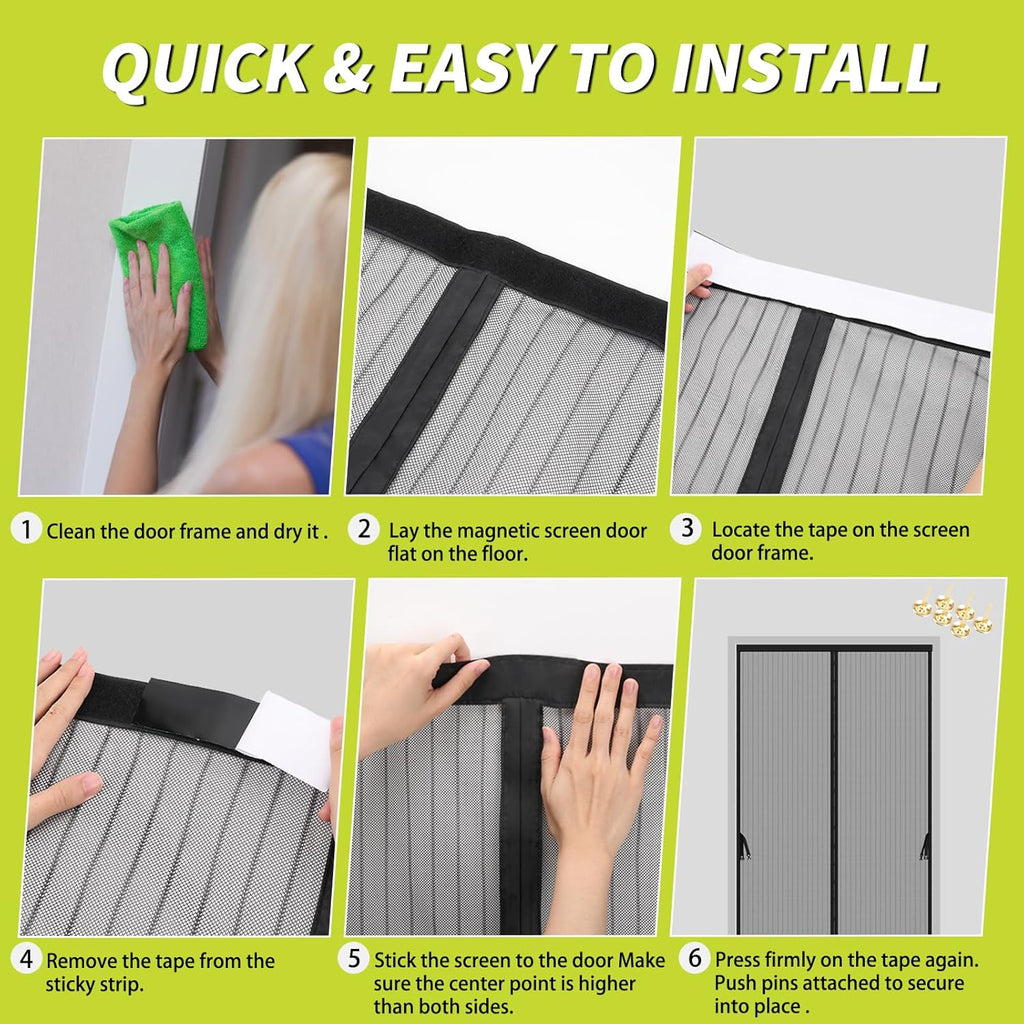 🚪 Self-Sealing Magnetic Screen Door – Hands-Free Entry, Bug-Free Living