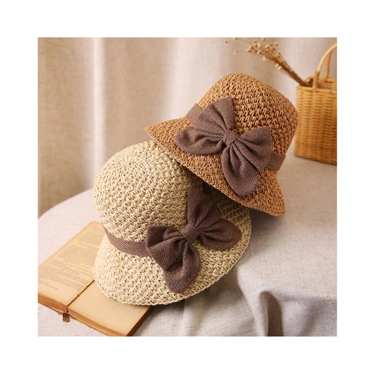 🔥✨Straw Hat with Retro Bow – Foldable & Breathable for Summer