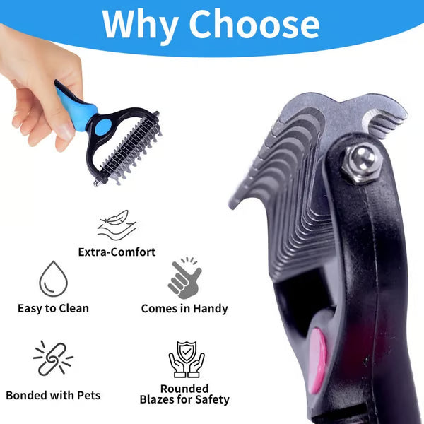 🐕Double-Sided Pet Grooming Rake – Dematting & Deshedding, Safe for All Coats