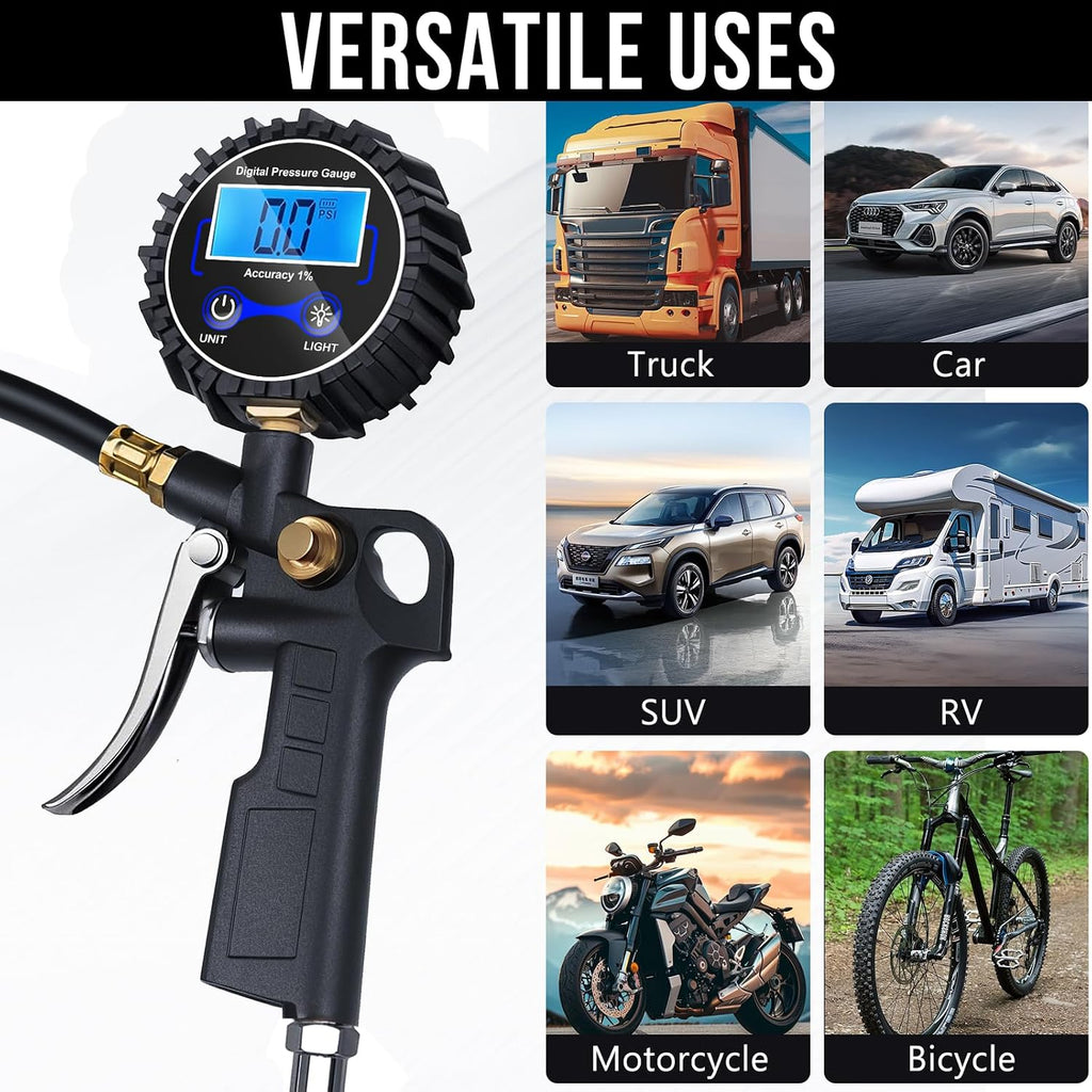 🔥LAST DAY 49% OFF - 🛠️🚗 High Precision Digital Tire Inflator Pressure Gauge | 3-in-1 Inflate Deflate Check Tire Tool