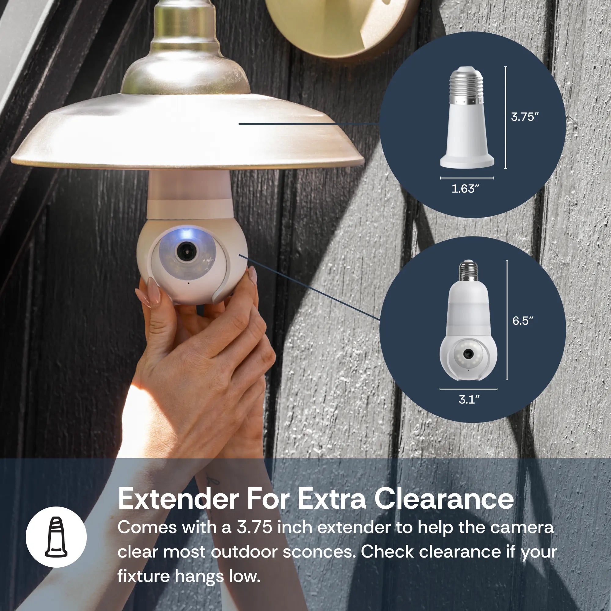 Luna Light Bulb Security Cam -2K 2.4GHz/5GHz WiFi, Indoor Outdoor Surveillance Monitoring Camera for Home, 360° Pan/Tilt, Color Night Vision, Built-In LED & Spotlight, Easy Installation