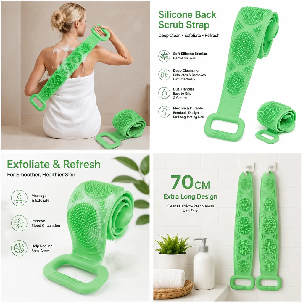 Silicone Bath Brush Double-Sided Exfoliating Back Scrubber