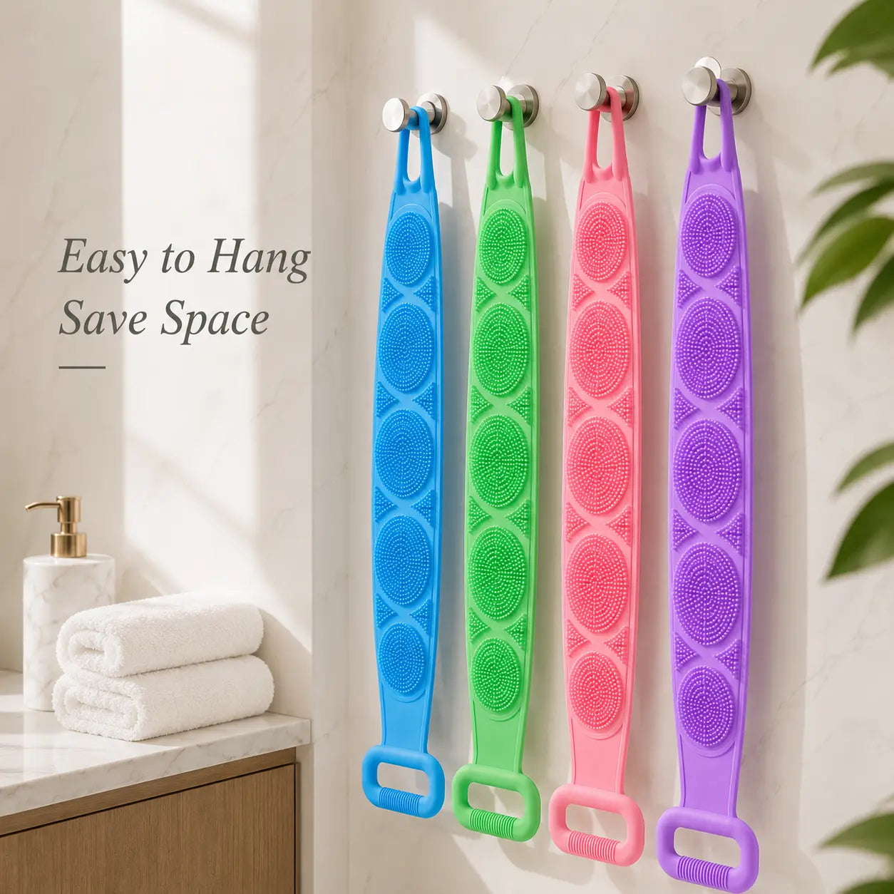 Silicone Bath Brush Double-Sided Exfoliating Back Scrubber