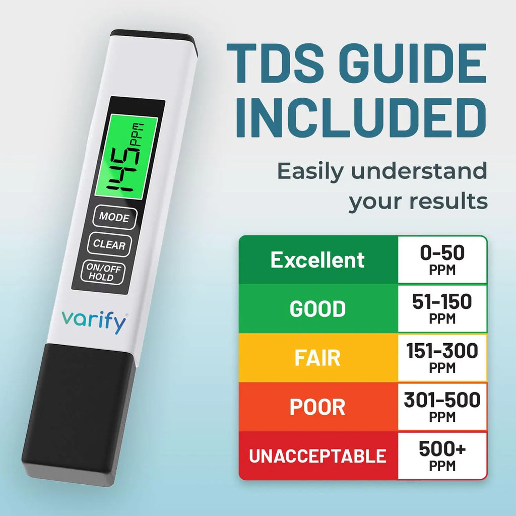 VARIFY 4-in-1 TDS Meter Digital Water Tester for Drinking Water Accurate 0-9990 PPM EC & Temp Readings Ideal for RO Systems Aquariums Pools Portable & Travel-Friendly Halloween Sales