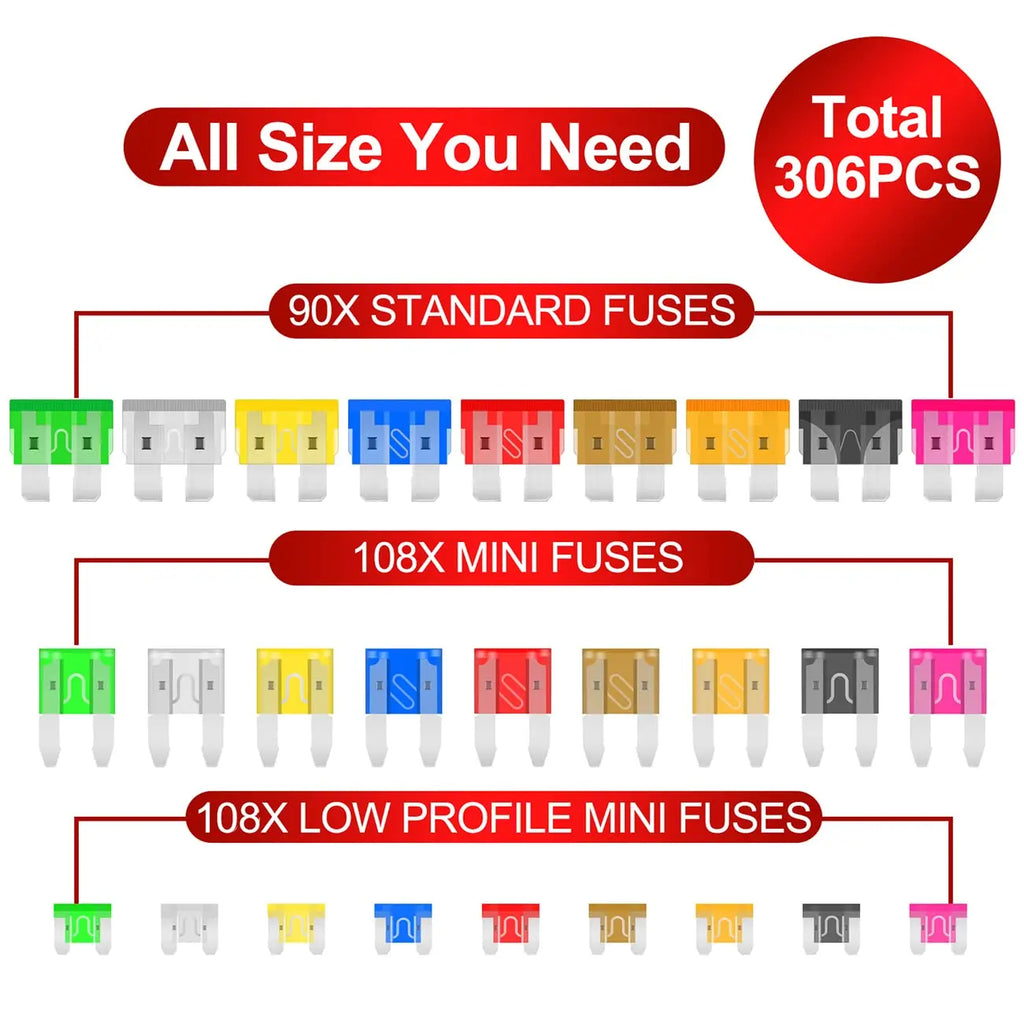 🚗Professional 300PCS Automotive Fuse Assortment with Circuit Tester & Puller