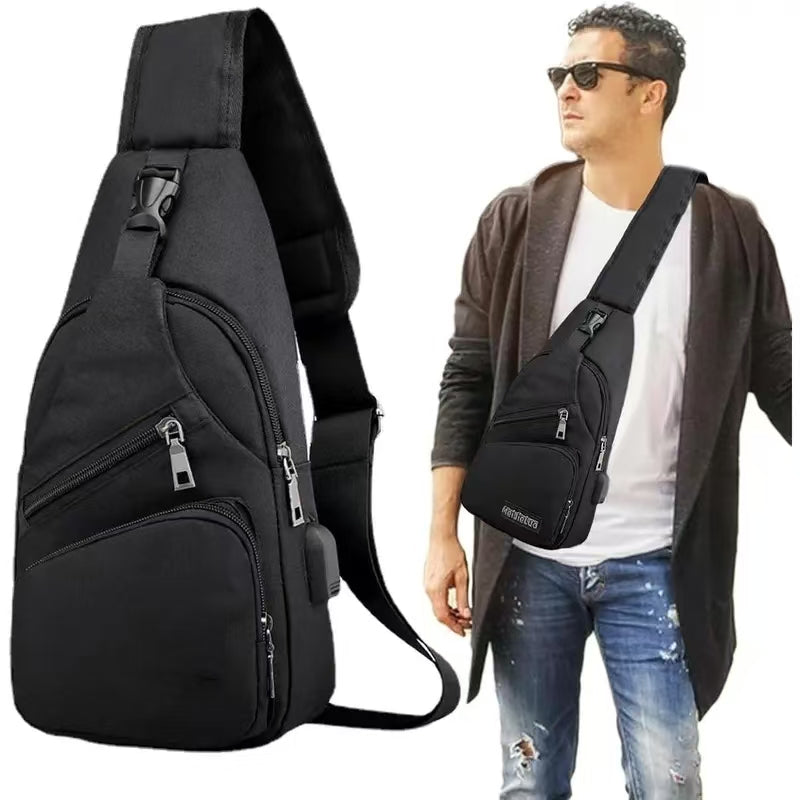 Men's Waterproof Oxford Sling Chest Bag for Travel & Daily Use