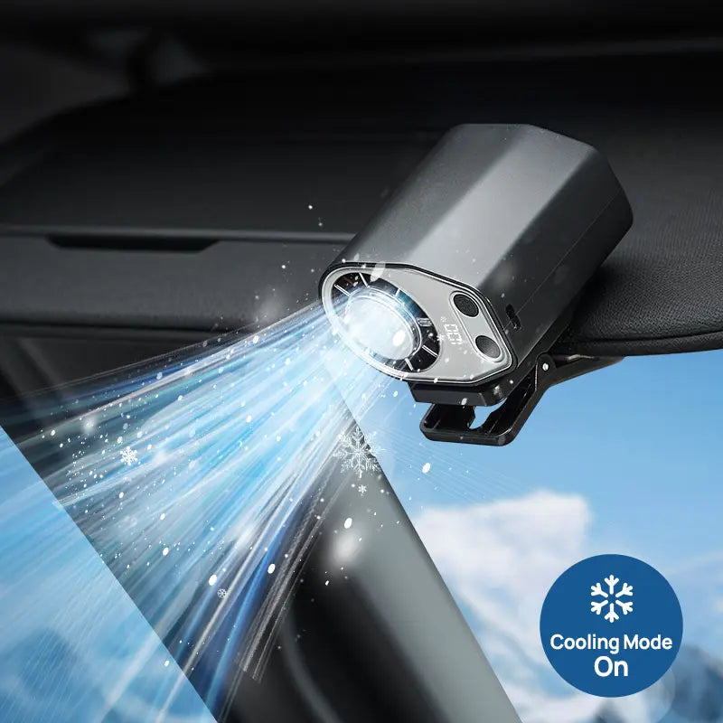 ❄️2026 Car Clip On Fan with LED Display - USB Rechargeable Personal Cooling Fan, 20Hr Battery