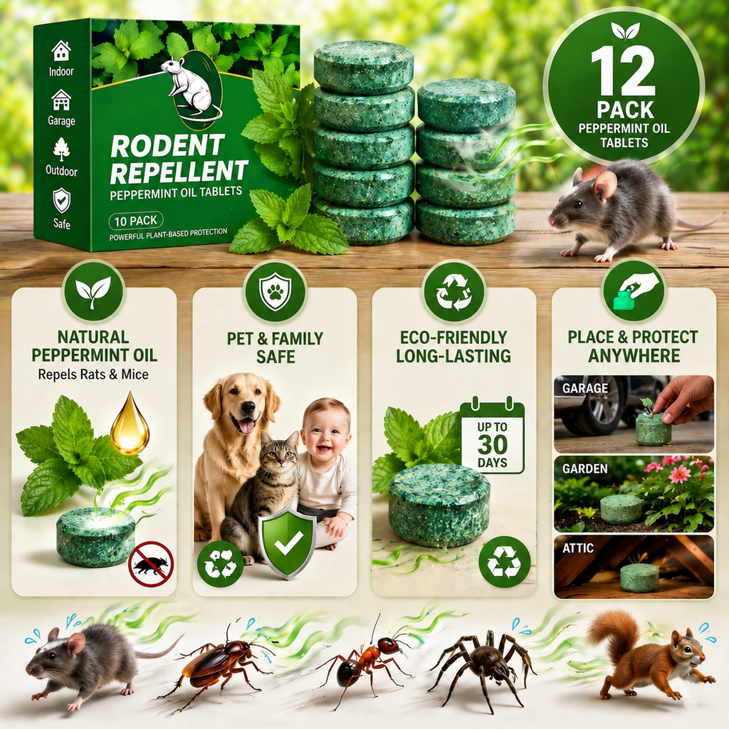 🌿 Peppermint Oil Rodent Repellent – 12 Pack, Safe & Natural