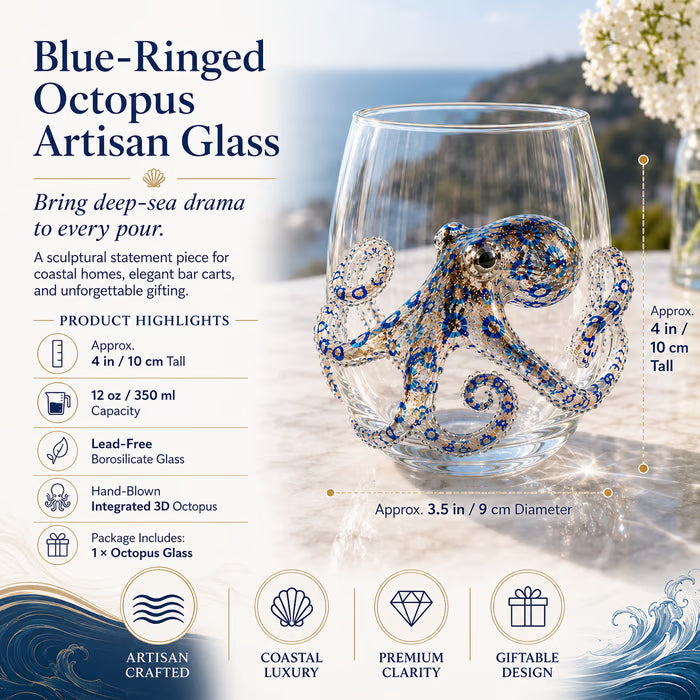 🐟Artisanal Blue Ringed Octopus Glassware