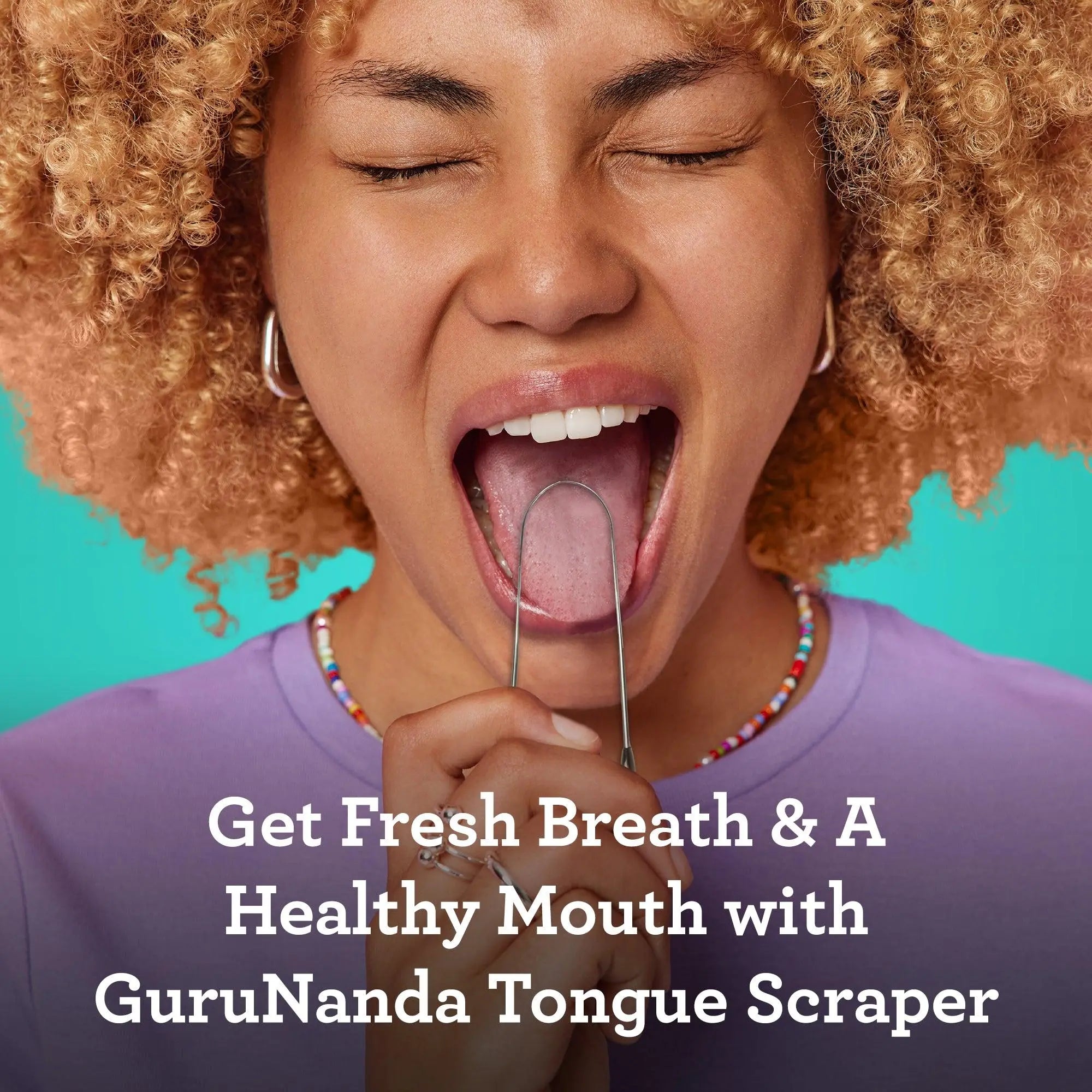 GuruNanda U Shaped Stainless Steel Tongue Scraper 2-Pack