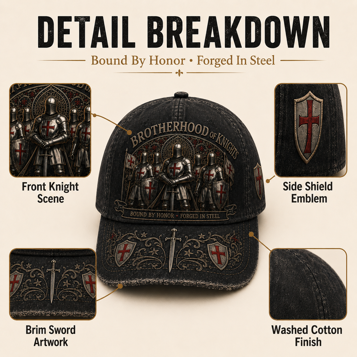 ⚡ Bound By Honor Forged In Steel – Knights Templar Cap