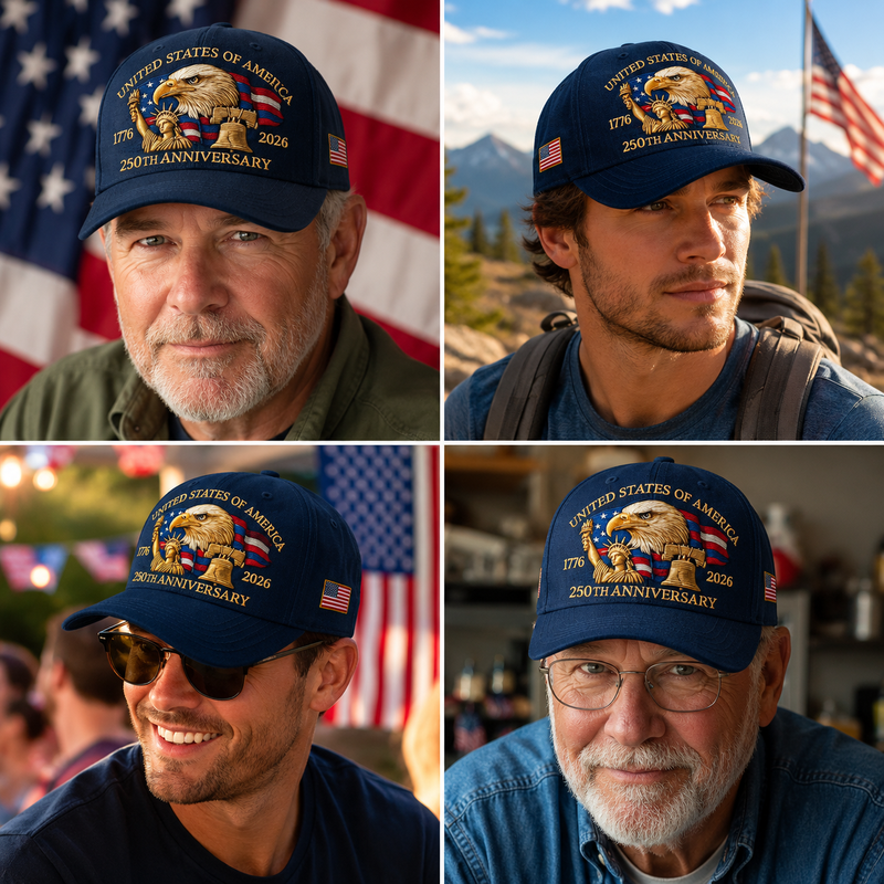 250th Anniversary American Patriotic Dad Hat with Eagle Statue of Liberty Embroidery