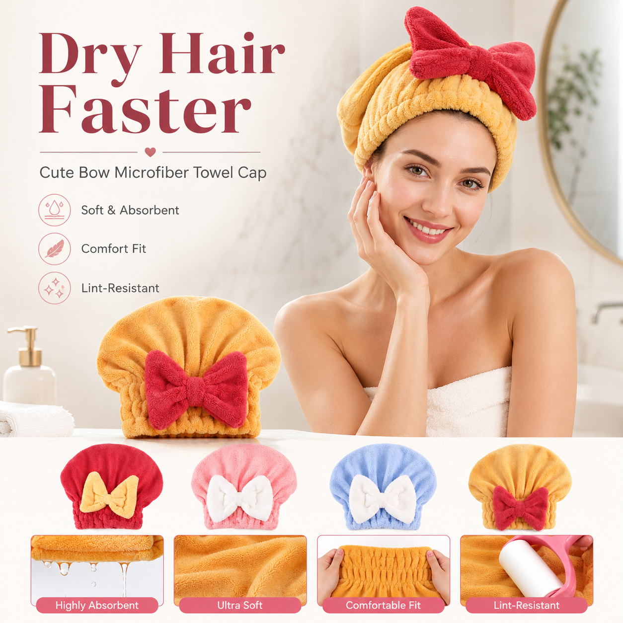 🔥Women's super absorbent and quick-drying hair drying cap